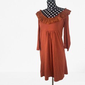 J.Crew Rust Ruffle Flower Neckline Size Medium